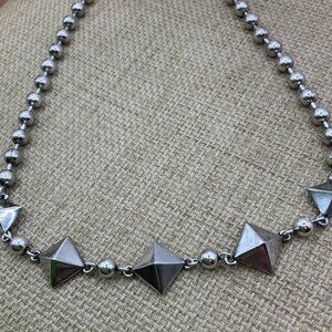 Cosmo Style Geometric Pyramid Art Deco Design Ball Chain Necklace